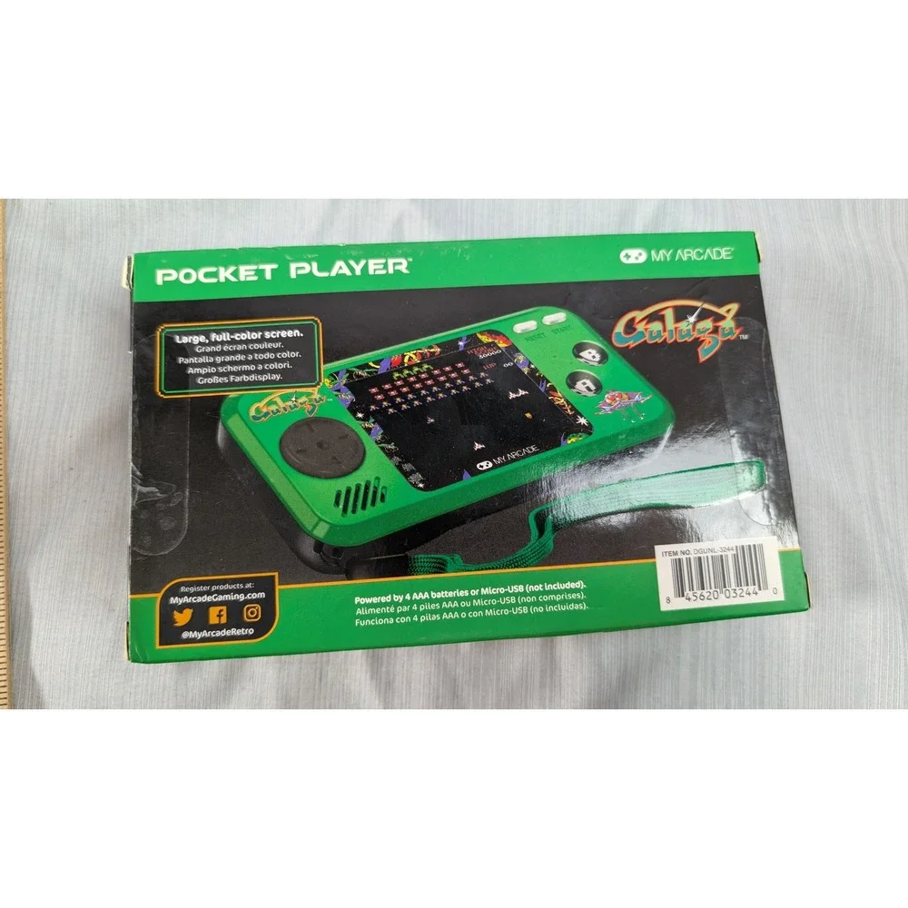 My Arcade Galaga Pocket Player DGUNL-3244 Green Handheld Retro Gaming System